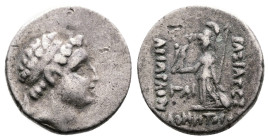 Kings of Cappadocia. Ariarathes VII Philometor. 116-101 BC. Silver Drachm (17.23 mm, 3.99 g.). Diademed head right. Rev. BAΣΙΛΕΩΣ APIAPAΘOY ΦΙΛOMHTOPO...
