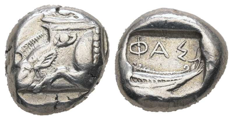 Lycia, Phaselis. AR Third-stater , 3.50 g 13.12 mm. Circa 500-440 BC.
Obv: Prow ...