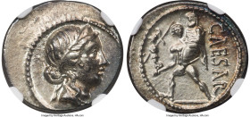Julius Caesar, as Dictator (49-44 BC). AR denarius (18mm, 3.86 gm, 7h). NGC Choice XF 4/5 - 3/5, light marks, brushed. Military mint traveling with Ca...