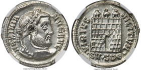 Galerius, as Augustus (AD 305-311). AR argenteus (19mm, 3.43 gm, 12h). NGC MS 5/5 - 2/5, scuff. Serdica, 5th officina, ca. AD 305-306. MAXIMIA-NVS AVG...