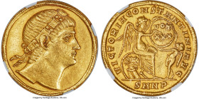 Constantine I the Great, as Augustus (AD 307-337). AV solidus (21mm, 4.44 gm, 5h). NGC AU 5/5 - 2/5, wavy flan, brushed. Nicomedia, 335 AD. Diademed h...