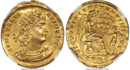 Constantine I the Great, as Augustus (AD 307-337). AV solidus (22mm, 4.54 gm, 5h). NGC Choice AU 5/5 - 2/5, wavy flan. Constantinople, AD 336-337. CON...