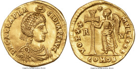 Galla Placidia, Western Roman Empire (AD 421-450). AV solidus (21mm, 3.87 gm, 11h). XF, tooled. Ravenna, AD 426-ca. 430. D N GALLA PLA-CIDIA P F AVG, ...