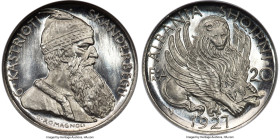 Zog platinum 20 Franga Ari 1927-V UNC, Vienna mint, cf. KM12 (in gold). Mintage: 50 (reported, not confirmed). An unofficial restrike of an immensely ...