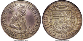 Archduke Ferdinand Taler ND (1564-1595) MS65 NGC, Hall mint, Dav-8101. The pewter gray patina is amended by a sprinkling of rainbow tones that come al...