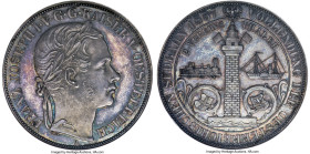 Franz Joseph I Proof "Vienna-Trieste Railway" 2 Taler 1857-A PR64 NGC, Vienna mint, KM-XM10.1, Dav-20. Variety with the laurel wreath tips pointing to...