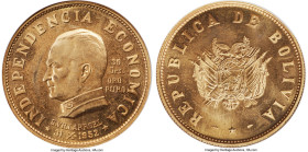 Republic Certified 4-Piece gold "Revolution" Set 1952 NGC, 1) 35 Gramos (50 Bolivianos) MS65 NGC, KM-X13 2) 14 Gramos (20 Bolivianos) MS65 NGC, KM-X12...