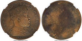 Menelik II bronze Matte Proof Uniface Obverse Pattern Birr EE 1890 (1898) PR63 Brown NGC, Paris mint, KM-Unl, Gill-M6 (plate). Plain Edge. EE 1890 is ...