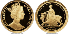 British Colony. Elizabeth II gold Proof "Una and The Lion" 2 Pounds 1997 PR68 Ultra Cameo NGC, Pobjoy mint, KM-Unl, Fr-B2. A faithful rendering of the...