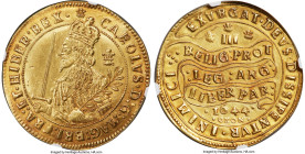 Charles I gold Triple Unite 1644 AU Details (Mount Removed) NGC, Oxford mint, KM338, S-2729, N-2385 (ER). Extremely rare "small module" variety. OXON ...