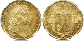 William & Mary gold 5 Guineas 1692 UNC Details (Obverse Spot Removed) NGC, KM479.1, S-3422. QVARTO edge. A favorite emission from the joint reign of W...