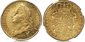 George II gold "Lima" 5 Guineas 1746 AU55 NGC, KM586.1, S-3665, Schneider-564, Fr-335. DECIMO NONO edge. A holy grail type in British numismatics, app...