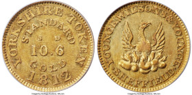 Yorkshire. Younge, Wilsons, & Younge of Sheffield gold 10 Shillings 6 Pence (1/2 Guinea) Token 1812 AU55 PCGS, Dalton-84, Davis-37. From Yorkshire, th...