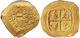 Philip V gold Cob "1715 Fleet" 8 Escudos ND (1711-1712) MXo-J Genuine Details (Environmental Damage) PCGS, Mexico City mint, KM57.1, Cal-Type-293, Fr-...