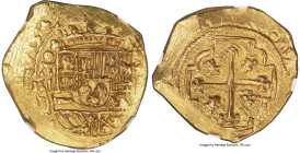 Philip V gold Cob 8 Escudos 1713 MXo-J MS62 NGC, Mexico City mint, KM57.1, Cal-2211, Fr-6. The last year of the series to include an "X" in the mint m...