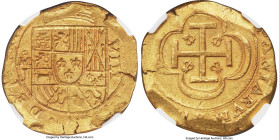 Philip V gold Cob "1715 Fleet" 8 Escudos ND (1714) Mo-J MS62 NGC, Mexico City mint, KM57.3, Cal-2212, Fr-6. 26.9gm. Date on Reverse type. Salvaged fro...