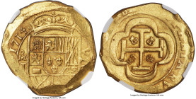 Philip V gold Cob 8 Escudos 1714 Mo-J MS61 NGC, Mexico City mint, KM57.2, Cal-2213, Fr-6. 26.95gm. Date on Obverse. One of two 1714 "Obverse Date" 8 E...