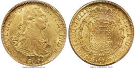 Charles IV gold 8 Escudos 1807 Mo-TH MS63 PCGS, Mexico City mint, KM159, Cal-1653. Rarely do we get to handle Choice-designated Mexican gold of Charle...