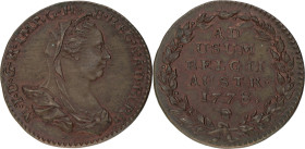 Dubbele oord. Brabant. Brussel. Maria Theresia. 1778. UNC

Residue. Vanhoudt 832. AE. 7,6 g