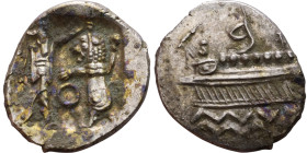PHOENICIA: Sidon (4th century BC) Ar Obol Obverse: Galley l.; legend in Phoenician, Reverse. Persian king battling lion

11mm 0.80g