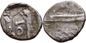 PHOENICIA: Sidon (4th century BC) Ar Obol Obverse: Galley l.; legend in Phoenician, Reverse. Persian king battling lion

9mm 0.86g