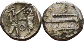 PHOENICIA: Sidon (4th century BC) Ar Obol Obverse: Galley l.; legend in Phoenician, Reverse. Persian king battling lion

10mm 0.84g