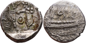 PHOENICIA: Sidon (4th century BC) Ar Obol Obverse: Galley l.; legend in Phoenician, Reverse. Persian king battling lion

10mm 0.85g