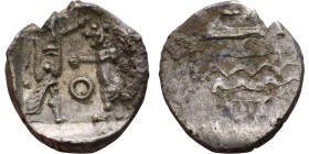 PHOENICIA: Sidon (4th century BC) Ar Obol Obverse: Galley l.; legend in Phoenician, Reverse. Persian king battling lion

10mm 0.73g