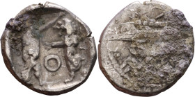 PHOENICIA: Sidon (4th century BC) Ar Obol Obverse: Galley l.; legend in Phoenician, Reverse. Persian king battling lion

10mm 0.81g