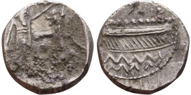PHOENICIA: Sidon (4th century BC) Ar Obol Obverse: Galley l.; legend in Phoenician, Reverse. Persian king battling lion

9mm 0.77g