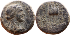 Apameia ad Orontem, Syria, (I Century BC) Bronze coin. Obv: . Head of Dionysos right, wreathed with ivy Rev: Three corn ears

18mm 6.63g