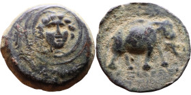 Antiochus I Soter (Seleukid King: 281-261 BC). AE bronze. Obv.: Macedonian shield with anchor in central tondo Rev: Elephant standing right

19mm 4....