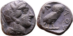 ATTICA, Athens. Circa 454-404 BC. AR Tetradrachm Obverse: Head of Athena right, with frontal eye, wearing earring, necklace, and crested Attic helmet ...
