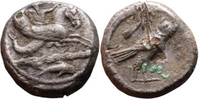 Phoenicia, Tyre ( Circa 347-332 BC) AR Didrachm Obverse: Crowned and bearded deity riding right on winged hippocamp, holding reins and bow; two-line z...