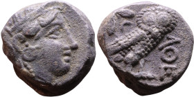ATTICA, Athens. Circa 454-404 BC. AR Tetradrachm Obverse: Head of Athena right, with frontal eye, wearing earring, necklace, and crested Attic helmet ...