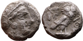 ATTICA, Athens. Circa 454-404 BC. AR Tetradrachm Obverse: Head of Athena right, with frontal eye, wearing earring, necklace, and crested Attic helmet ...