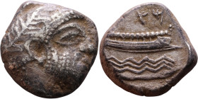 Phoenicia, Arados. Uncertain king. Circa 380-351 Silver coin. Obv: Bust of king. Rev: Galley

20mm 10.62g