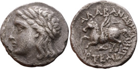 CARIA. Alabanda (2th century BC) Silver coin. Obverse: Laureate head of Apollo Reverse: Pegasos alighting to left

18mm 3.73g