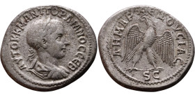 Gordian III (238-244)Tetradrachm. Obverse: Bust of emperor. Reverse: Eagle standing left, head right, wreath in beak, tail right, wings spread

28mm...