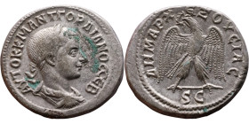 Gordian III (238-244)Tetradrachm. Obverse: Bust of emperor. Reverse: Eagle standing left, head right, wreath in beak, tail right, wings spread

27mm...