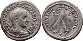 Gordian III (238-244)Tetradrachm. Obverse: Bust of emperor. Reverse: Eagle standing left, head right, wreath in beak, tail right, wings spread

26mm...