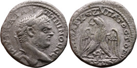 Caracalla (211-217) Tetradrachm. Obverse: Bust of emperor. Reverse: Eagle standing left, head right, wreath in beak, tail right, wings spread

26mm ...