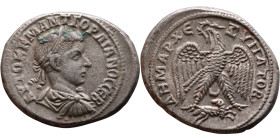 Gordian III (238-244)Tetradrachm. Obverse: Bust of emperor. Reverse: Eagle standing left, head right, wreath in beak, tail right, wings spread

29mm...