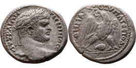 Caracalla (211-217) Tetradrachm. Obverse: Bust of emperor. Reverse: Eagle standing left, head right, wreath in beak, tail right, wings spread

27mm ...