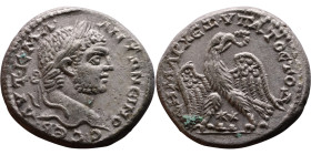 Caracalla (211-217) Tetradrachm. Obverse: Bust of emperor. Reverse: Eagle standing left, head right, wreath in beak, tail right, wings spread

27mm ...