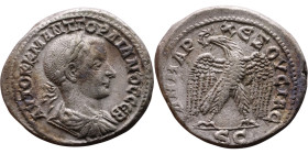 Gordian III (238-244)Tetradrachm. Obverse: Bust of emperor. Reverse: Eagle standing left, head right, wreath in beak, tail right, wings spread

27mm...
