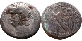 Nero (54-68) Syria: Antioch. Tetradrachm Obverse: ΝΕΡΩΝ ΚΑΙΣΑΡ ΣΕΒΑΣΤΟΥ Laureate head of Nero Reverse: Eagle on thunderbol

25mm 12.79g...
