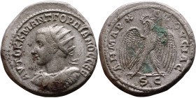Gordian III (238-244)Tetradrachm. Obverse: Bust of emperor. Reverse: Eagle standing left, head right, wreath in beak, tail right, wings spread

26mm...