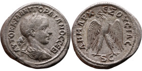 Gordian III (238-244)Tetradrachm. Obverse: Bust of emperor. Reverse: Eagle standing left, head right, wreath in beak, tail right, wings spread

27mm...