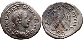 Gordian III (238-244)Tetradrachm. Obverse: Bust of emperor. Reverse: Eagle standing left, head right, wreath in beak, tail right, wings spread

27mm...